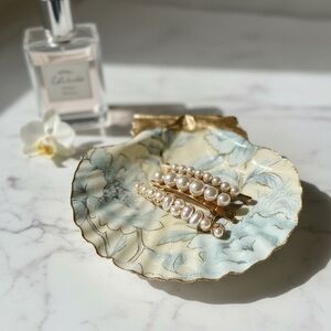 Blue Botanical Seashell Trinket Dish French Country Decor